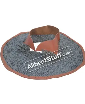 Aluminum Antique Flat Riveted Maille Aventail with Leather